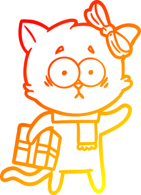 Bir insan tarafından çizilmiş çizgi film kedisinin sıcak çizgi çizimi