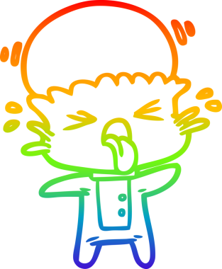 Gökkuşağı gradyanı çizimi bir insan tarafından çizilmiş garip bir uzaylı çizgi filmi.