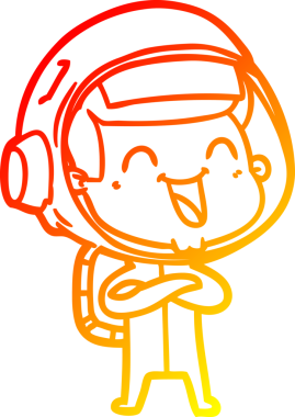 Bir insan tarafından çizilmiş mutlu bir astronotun sıcak çizgi çizimi