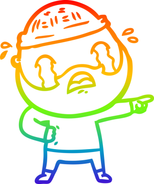 Bir insan tarafından çizilmiş ağlayan sakallı bir adamın çizimi.