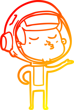 Bir insan tarafından çizilmiş kendinden emin bir astronotun sıcak çizgi çizimi