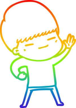 Gökkuşağı gradyan çizgi çizimi bir insan tarafından çizilmiş kendini beğenmiş bir çocuk.