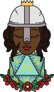 Retro Dövme Tarzı İnsan Dövüşçüsü Doğal 20 D20 zar atışıyla Bir insan tarafından çizilmiş