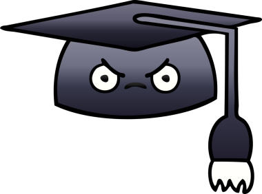 Bir insan tarafından çizilmiş mezuniyet şapkasının gölgeli çizgi filmi.