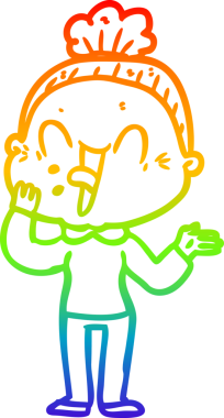 Gökkuşağı gradyan çizgi çizimi Bir insan tarafından çizilmiş mutlu yaşlı kadın