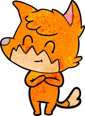 Bir insan tarafından çizilmiş çizgi film dostu tilki.