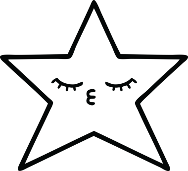 Bir insan tarafından çizilmiş yıldız balığının çizgi çizimi