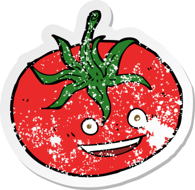 Bir insan tarafından çizilmiş bir domatesin gerilimli çıkartması.