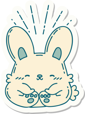 Bir insan tarafından çizilmiş mutlu tavşan dövmesi çıkartması.