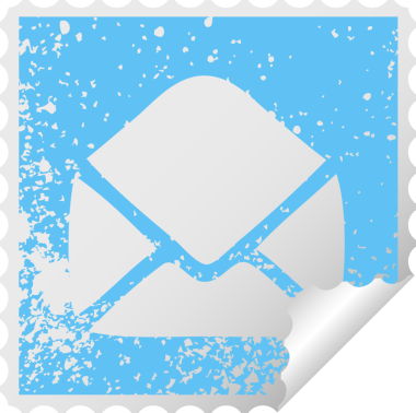 Bir insan tarafından çizilmiş kağıt bir zarfın kare soyma etiketi.