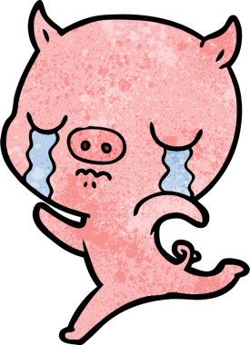 Çizgi film koşan domuz bir insan tarafından çizilmiş.