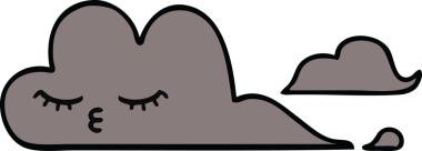 Bir insan tarafından çizilmiş fırtına bulutunun sevimli karikatürü.