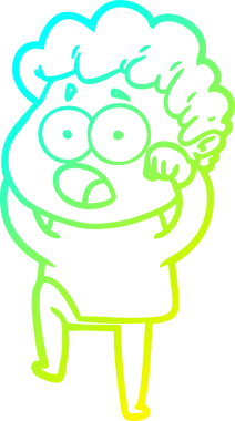 Bir insan tarafından çekilen şaşkınlık içinde soluk soluğa bir çizgi film karakteri çizimi.