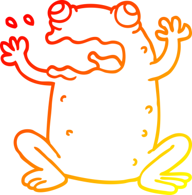 Bir insan tarafından çizilen geğiren kurbağanın sıcak çizgi çizimi