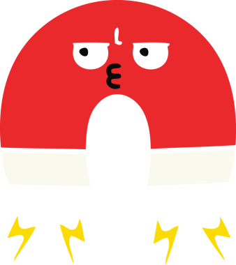 Bir insan tarafından çizilen mıknatısın düz renk retro karikatürü