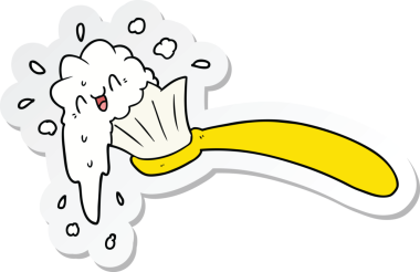 Bir insan tarafından çizilmiş diş fırçası ve diş macunu çıkartması.