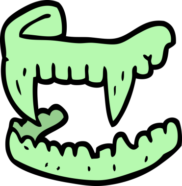 Bir insan tarafından çizilmiş vampir dişleri.