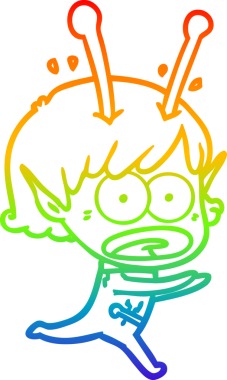 gökkuşağı gradyan çizimi bir çizgi film şok uzaylı kız bir insan tarafından çizildi