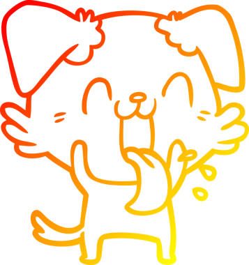 Bir insan tarafından çizilmiş çizgi film köpeğinin sıcak çizgi çizimi