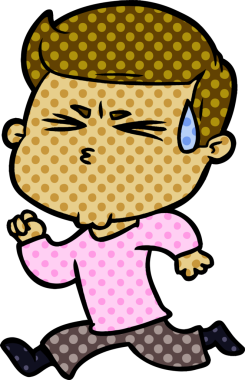 Bir insan tarafından çizilmiş terleyen çizgi film adamı.