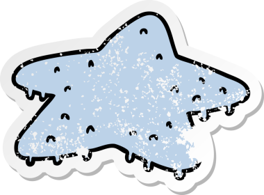 İnsan eliyle çizilmiş bir yıldız balığının çizilmiş karikatürü.