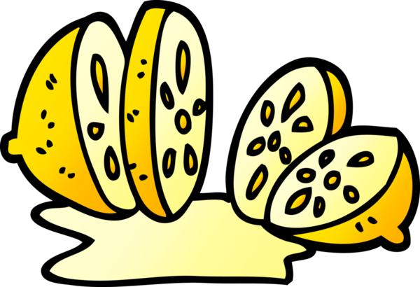 Bir insan tarafından çizilmiş dilimlenmiş limon karalaması