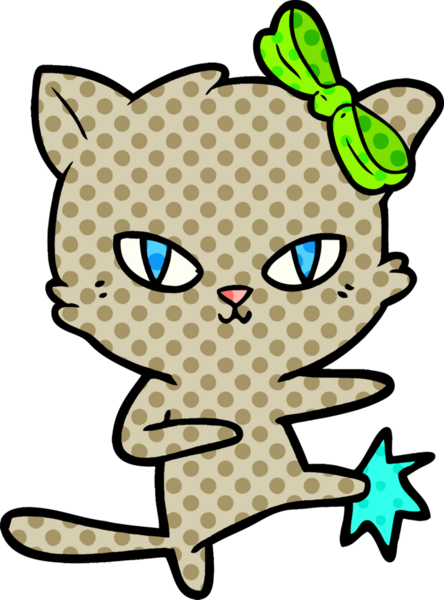 Bir insan tarafından çizilmiş sevimli çizgi film kedisi.