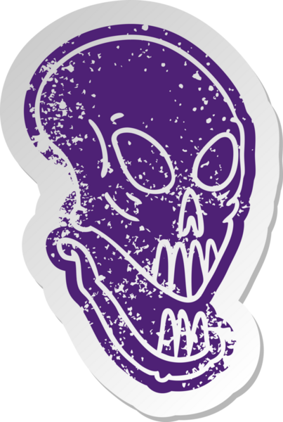 Bir insan tarafından çizilmiş kafatası çıkartması.