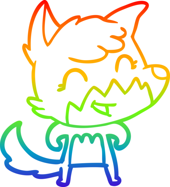 gökkuşağı gradyanı çizimi bir insan tarafından çizilmiş mutlu bir tilki çizgi filmi.