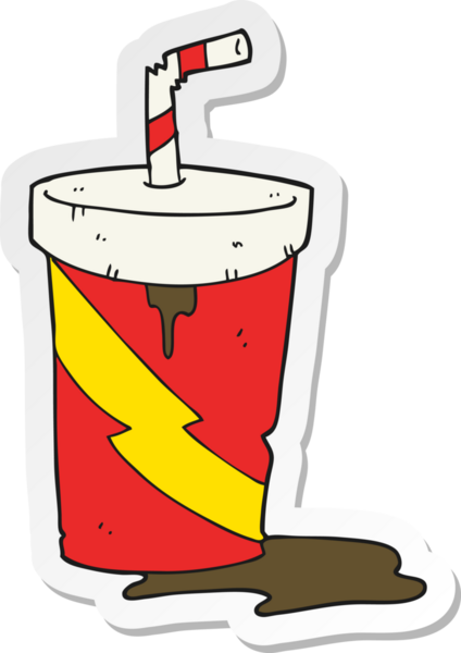 Bir insan tarafından çizilmiş abur cubur kola etiketi.