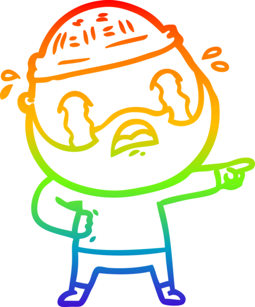 Bir insan tarafından çizilmiş ağlayan sakallı bir adamın çizimi.