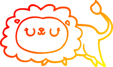 Bir insan tarafından çizilmiş karikatür aslanının sıcak çizgi çizimi