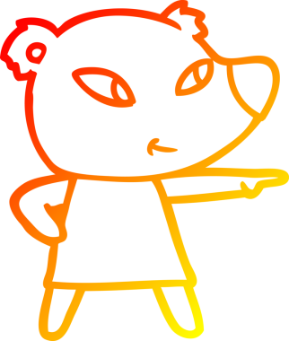 Bir insan tarafından çizilmiş güzel bir çizgi film ayısının sıcak çizgi çizimi.