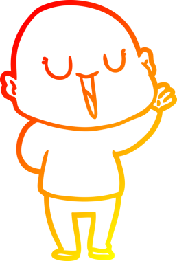 Bir insan tarafından çizilmiş mutlu, kel bir adamın sıcak çizgi çizimi.