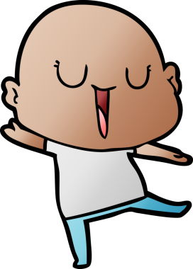 Bir insan tarafından çizilmiş mutlu, kel adam.