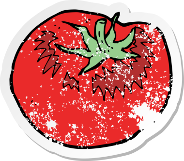 Bir insan tarafından çizilmiş bir domatesin gerilimli çıkartması.