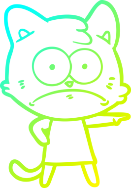 İnsan tarafından çizilmiş bir çizgi film çizimi. Sinirli bir kedi.