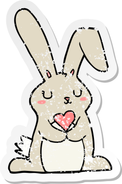 Bir insan tarafından çizilmiş aşık çizgi film tavşanının sıkıntılı çıkartması