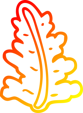 Bir insan tarafından çizilen çizgi film yaprağının sıcak gradyan çizimi