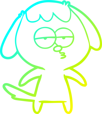 Bir insan tarafından çizilmiş ve sıkılmış bir köpeğin soğuk çizgi çizimi.