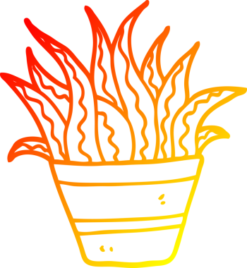 Bir insan tarafından çizilmiş karikatür ev bitkisinin sıcak çizgi çizimi