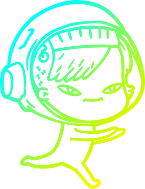 Bir insan tarafından çizilmiş soğuk gradyan çizgili astronot kadın çizimi.