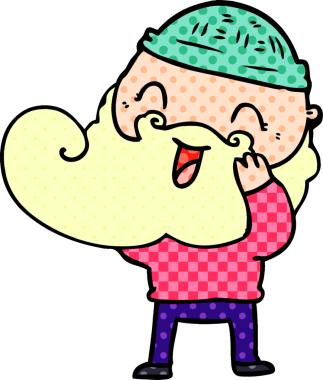 Bir insan tarafından çizilmiş mutlu sakallı adam.