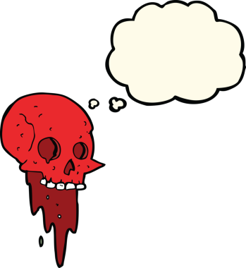 Bir insan tarafından çizilmiş iğrenç cadılar bayramı kafatası karikatürü.