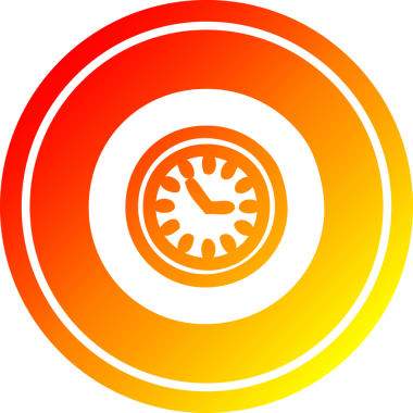 Bir insan tarafından çizilmiş sıcak gradyan bir duvar saati dairesel simgesi