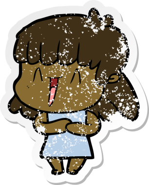 Bir insan tarafından çizilmiş karikatür bir kadının sıkıntılı çıkartması.