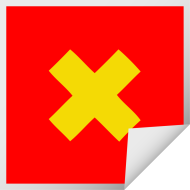 Bir insan tarafından çizilmiş çarpım sembolünün kare soyma etiketi