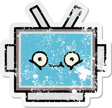 Bir insan tarafından çizilmiş sevimli robot kafasının sıkıntılı çıkartması.