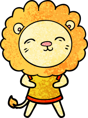 Bir insan tarafından çizilmiş çizgi film aslanı.