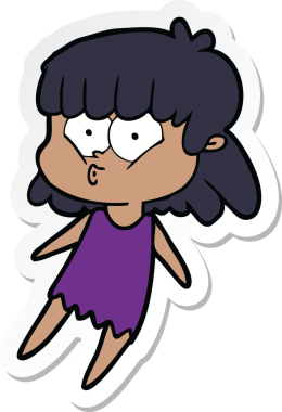 Bir insan tarafından çizilmiş ıslık çalan bir kızın çıkartması.